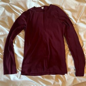 J. Crew fitted maroon burgundy long sleeve cotton tshirt size large